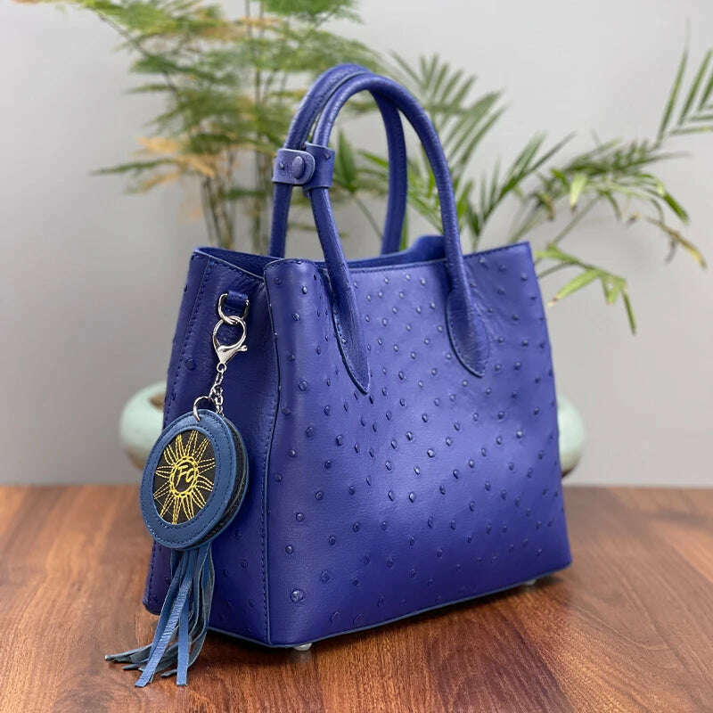 KIMLUD, 2023 New Designer Ostrich Skin Women Handbag Fashion Genuine Leather Lady Messenger Bag Luxury Large Capacity Shoulder Bag 50, KIMLUD Womens Clothes