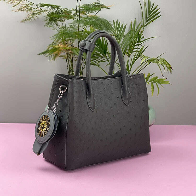 KIMLUD, 2023 New Designer Ostrich Skin Women Handbag Fashion Genuine Leather Lady Messenger Bag Luxury Large Capacity Shoulder Bag 50, KIMLUD Womens Clothes