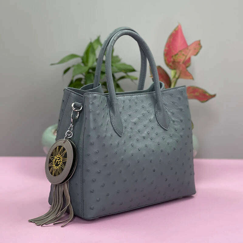 KIMLUD, 2023 New Designer Ostrich Skin Women Handbag Fashion Genuine Leather Lady Messenger Bag Luxury Large Capacity Shoulder Bag 50, KIMLUD Womens Clothes