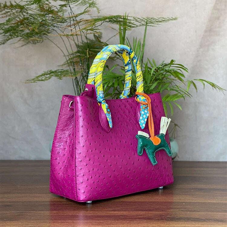 KIMLUD, 2023 New Designer Ostrich Skin Women Handbag Fashion Genuine Leather Lady Messenger Bag Luxury Large Capacity Shoulder Bag 50, KIMLUD Womens Clothes