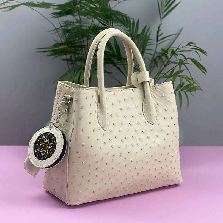 KIMLUD, 2023 New Designer Ostrich Skin Women Handbag Fashion Genuine Leather Lady Messenger Bag Luxury Large Capacity Shoulder Bag 50, KIMLUD Womens Clothes