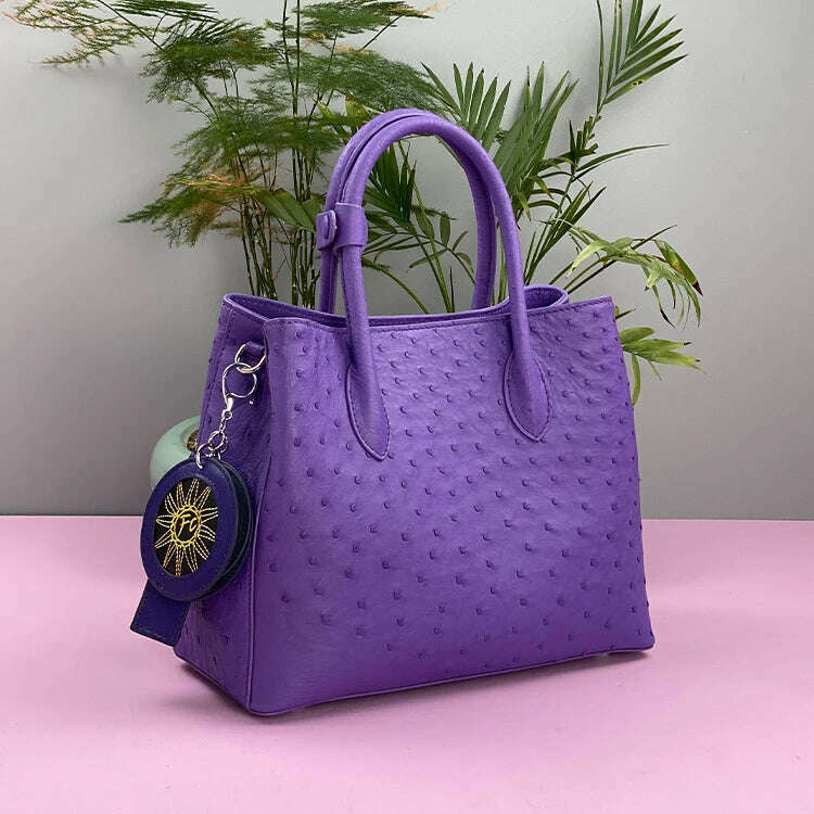 KIMLUD, 2023 New Designer Ostrich Skin Women Handbag Fashion Genuine Leather Lady Messenger Bag Luxury Large Capacity Shoulder Bag 50, KIMLUD Womens Clothes