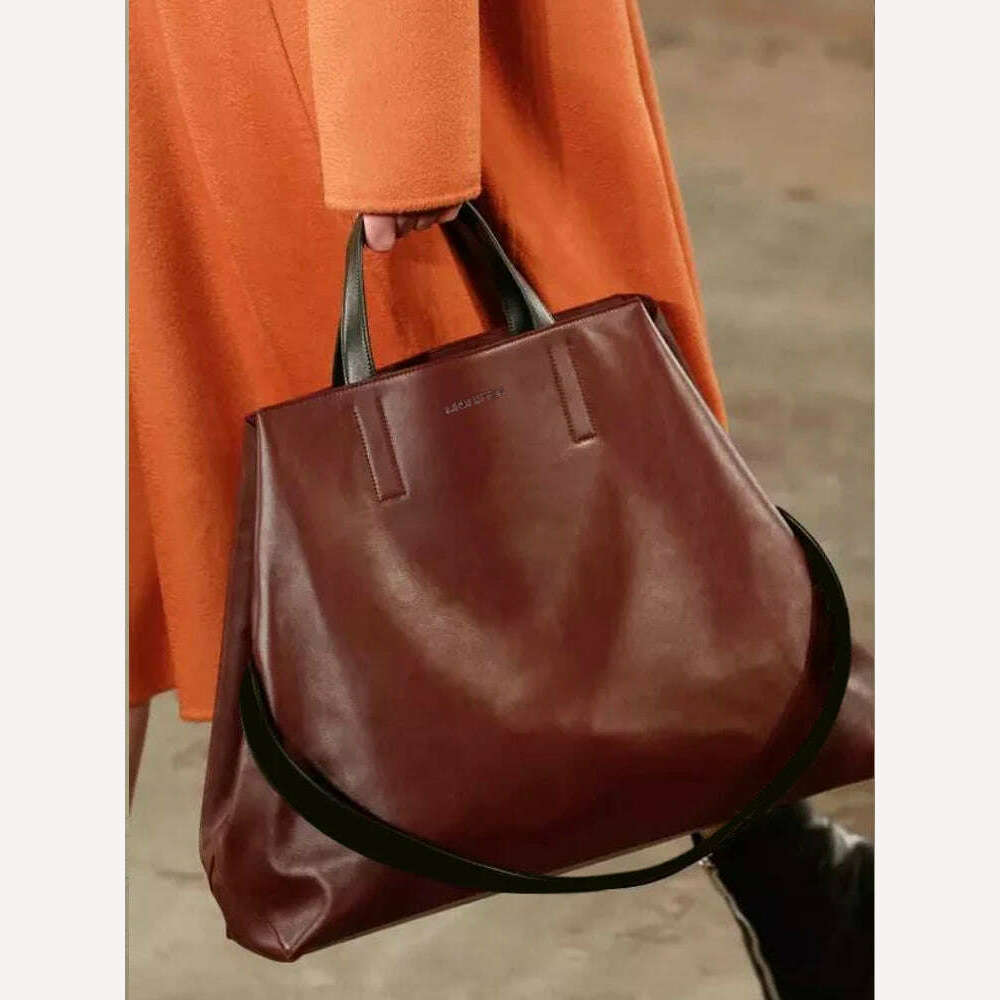 KIMLUD, 2023 New Fashion Genuine Leather Women's handbags Large Capacity 14-15.6 inch laptop bag Ladies commuter Bucket Tote Bags Soft, KIMLUD Womens Clothes