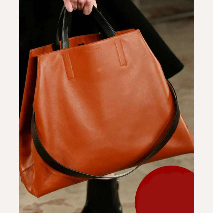 KIMLUD, 2023 New Fashion Genuine Leather Women's handbags Large Capacity 14-15.6 inch laptop bag Ladies commuter Bucket Tote Bags Soft, 1, KIMLUD Womens Clothes
