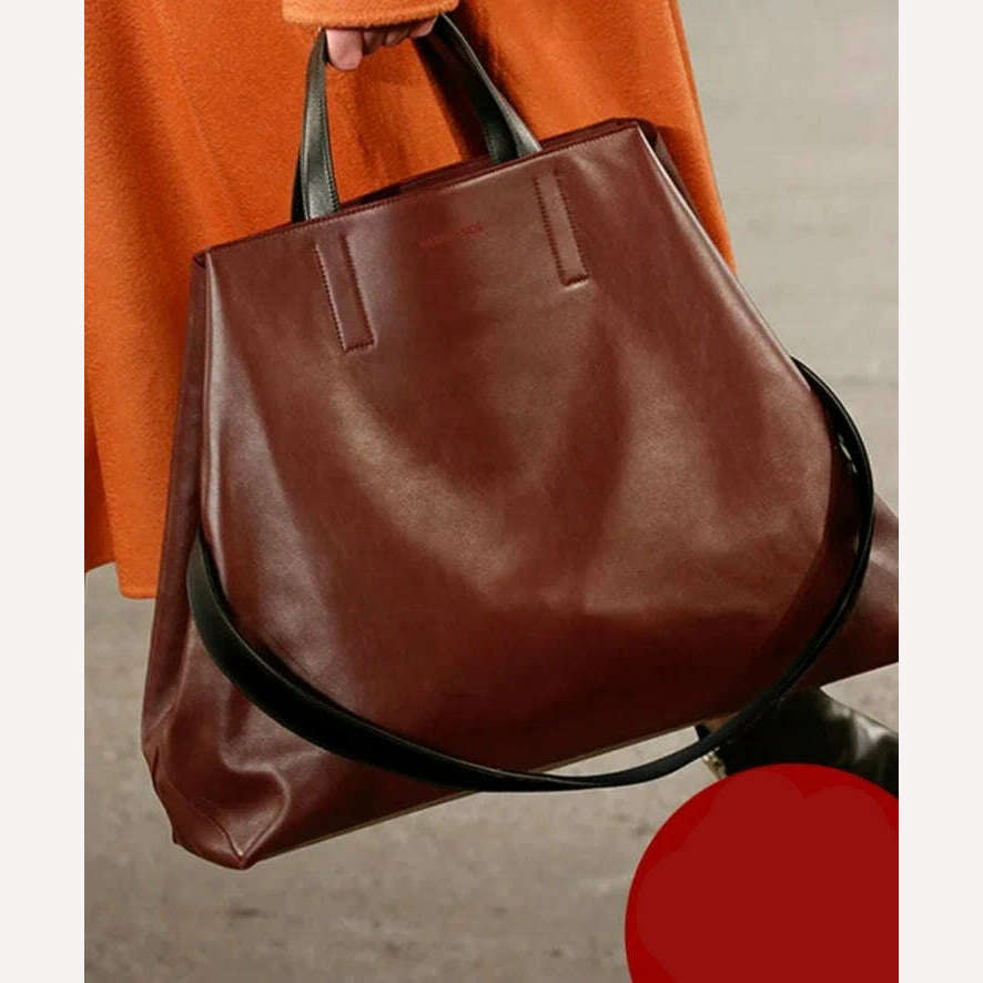 KIMLUD, 2023 New Fashion Genuine Leather Women's handbags Large Capacity 14-15.6 inch laptop bag Ladies commuter Bucket Tote Bags Soft, 6, KIMLUD Womens Clothes