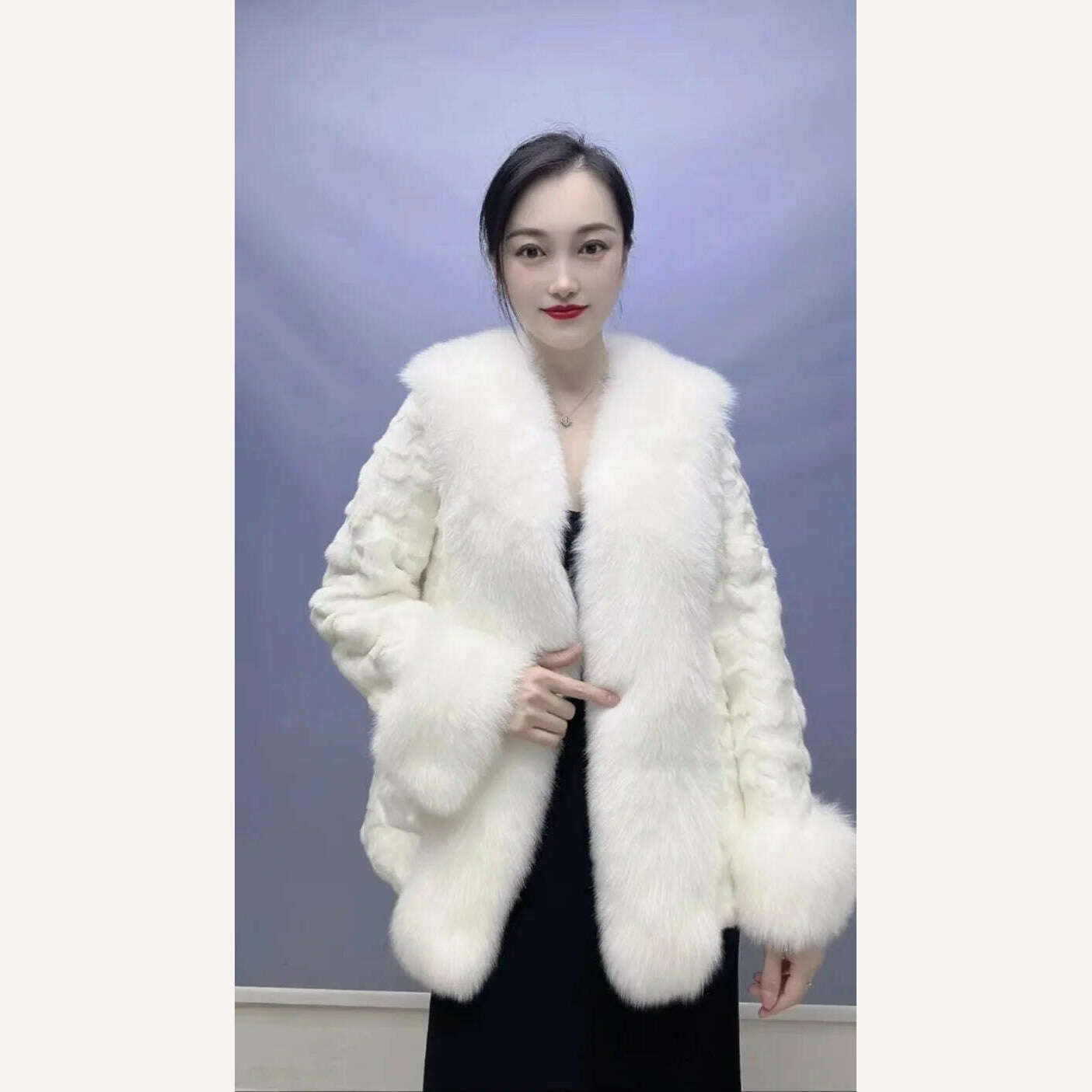 KIMLUD, 2023 New Fashion Winter Women Real Mink Fur Outerwear Big Collar Coat High Quality Luxury Warm Middle Length Cardigan Overcoat, KIMLUD Womens Clothes