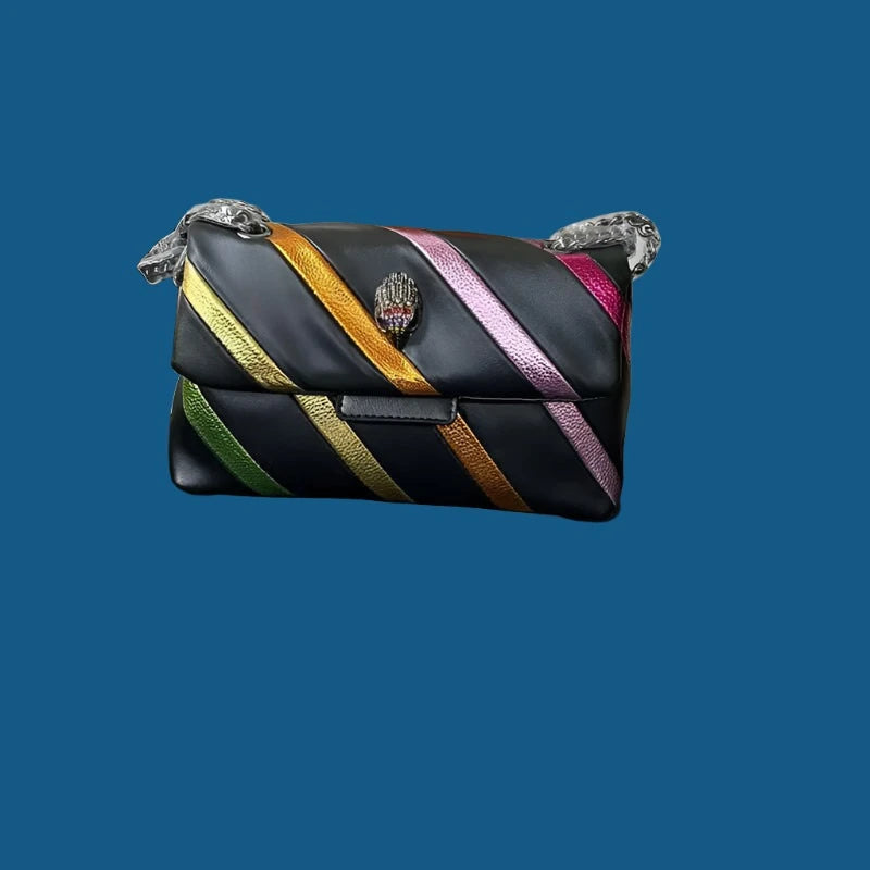 KIMLUD, 2023 New Kurt G Rainbow Patchwork Women Purse Eagle Icon Bird Head On Front Flap Jointing Colorful Cross Body Bag, Rainbow D / 27X9X17CM / CHINA, KIMLUD Womens Clothes