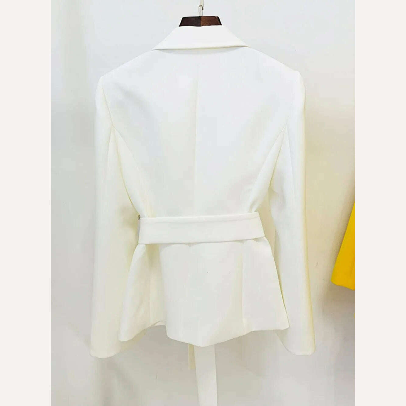 KIMLUD, 2023 New Luxury Designer Elegant Autumn Coat Women's Sexy V-neck Long Sleeve Crystal Diamond Belt White Jackets Suit, KIMLUD Womens Clothes