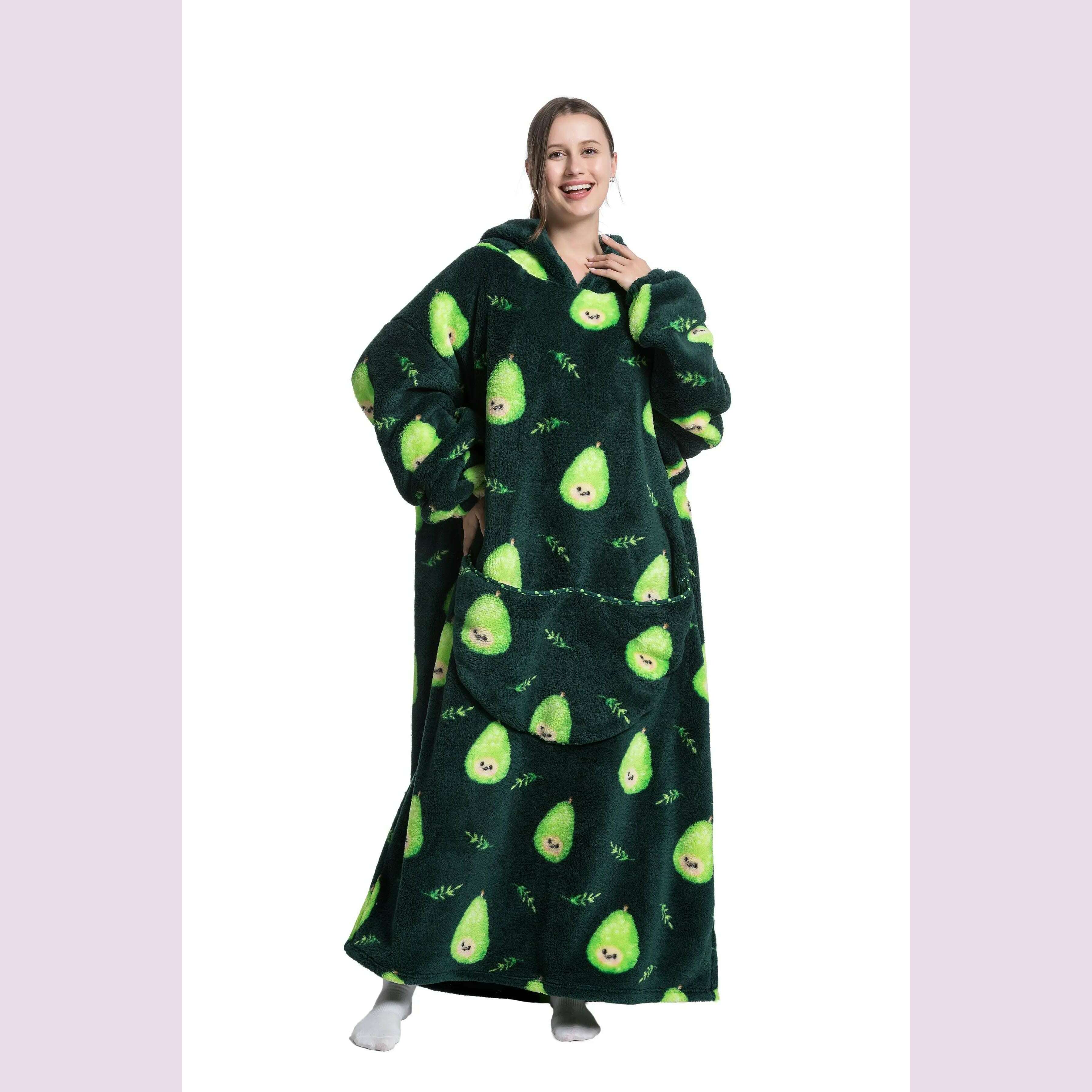 2023 New Oversized TV Wearable Blanket Extra Long Warm Plush Fleece Winter Sherp Hoodie Men Women Soft Sweatshirt Gifts - KIMLUD