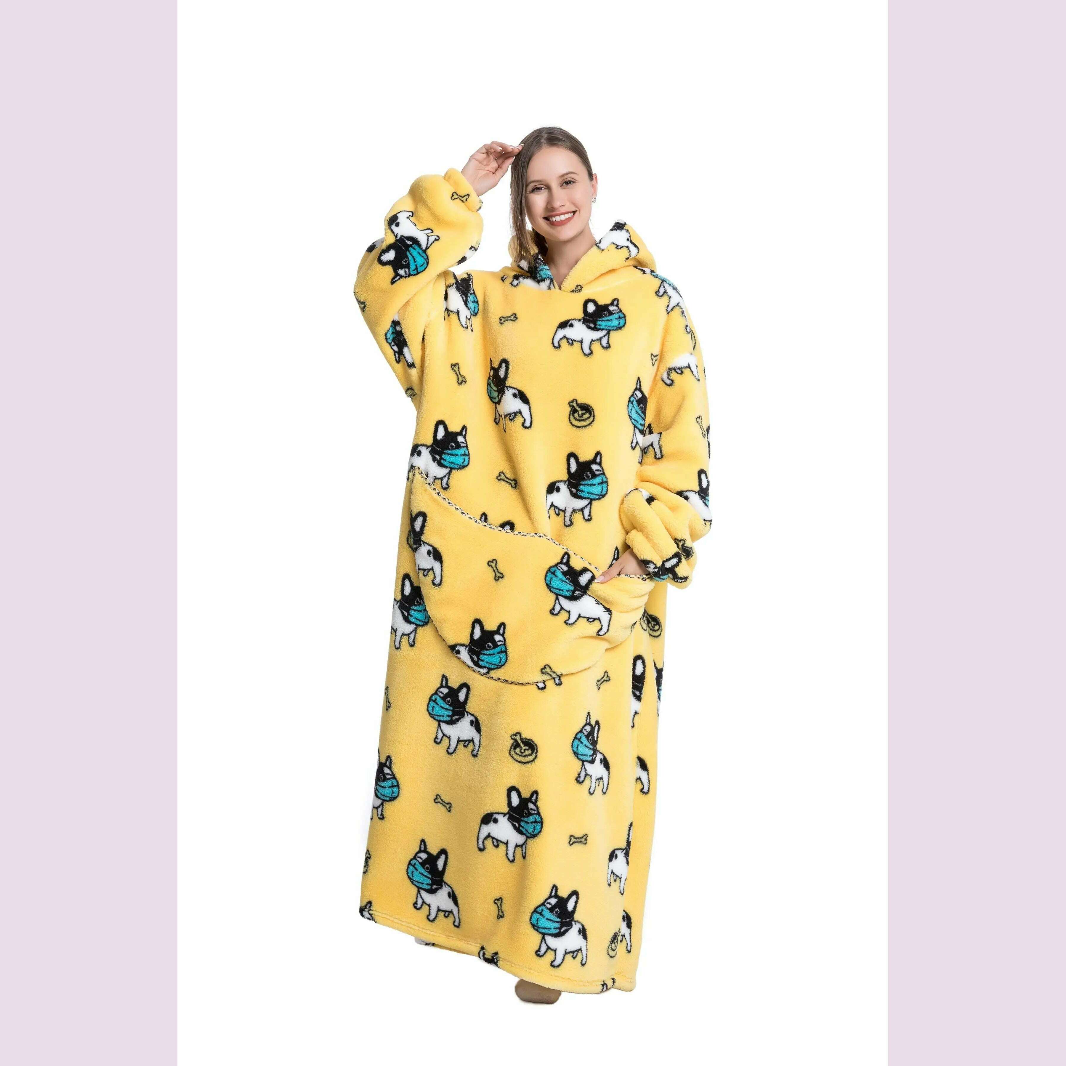 2023 New Oversized TV Wearable Blanket Extra Long Warm Plush Fleece Winter Sherp Hoodie Men Women Soft Sweatshirt Gifts - KIMLUD