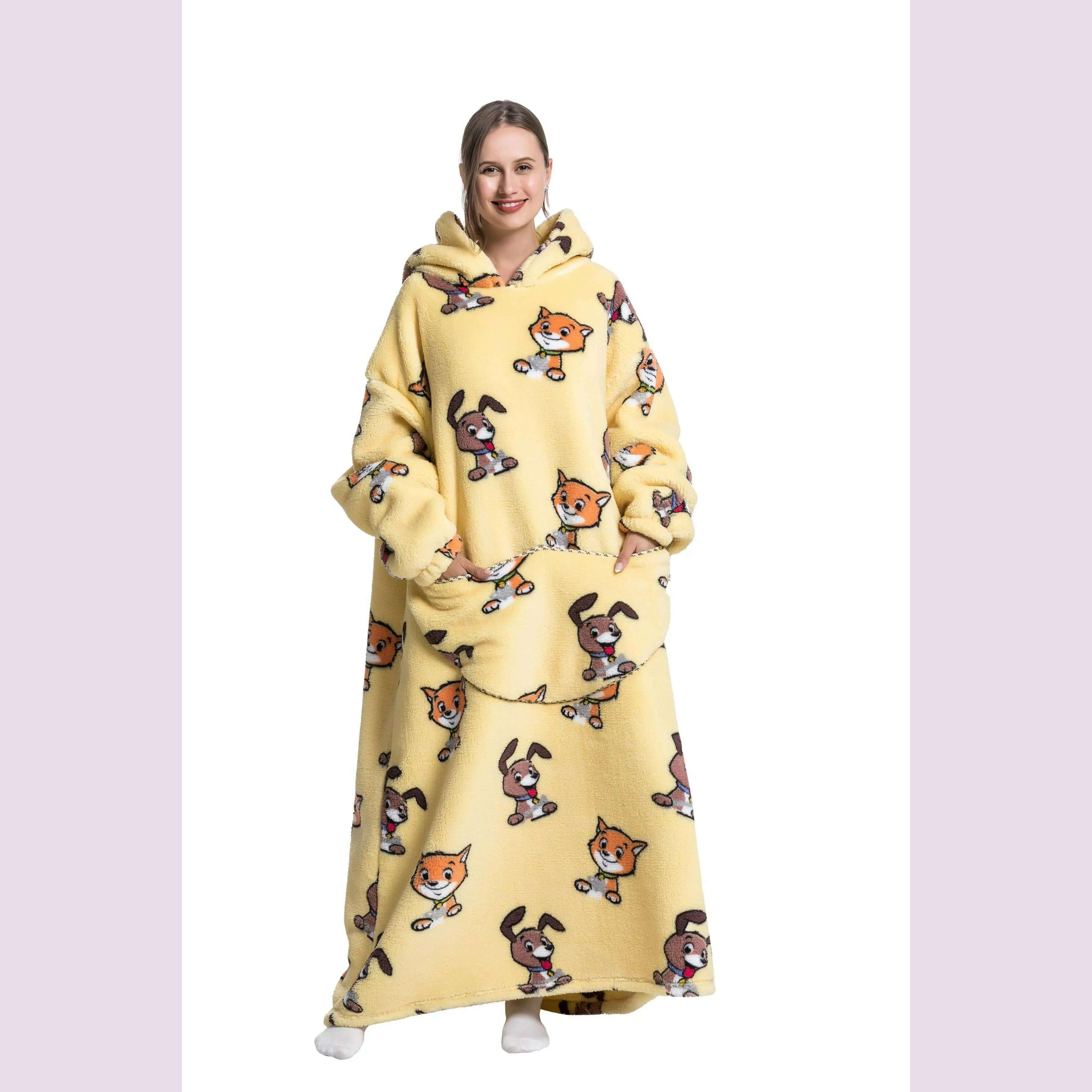 2023 New Oversized TV Wearable Blanket Extra Long Warm Plush Fleece Winter Sherp Hoodie Men Women Soft Sweatshirt Gifts - KIMLUD