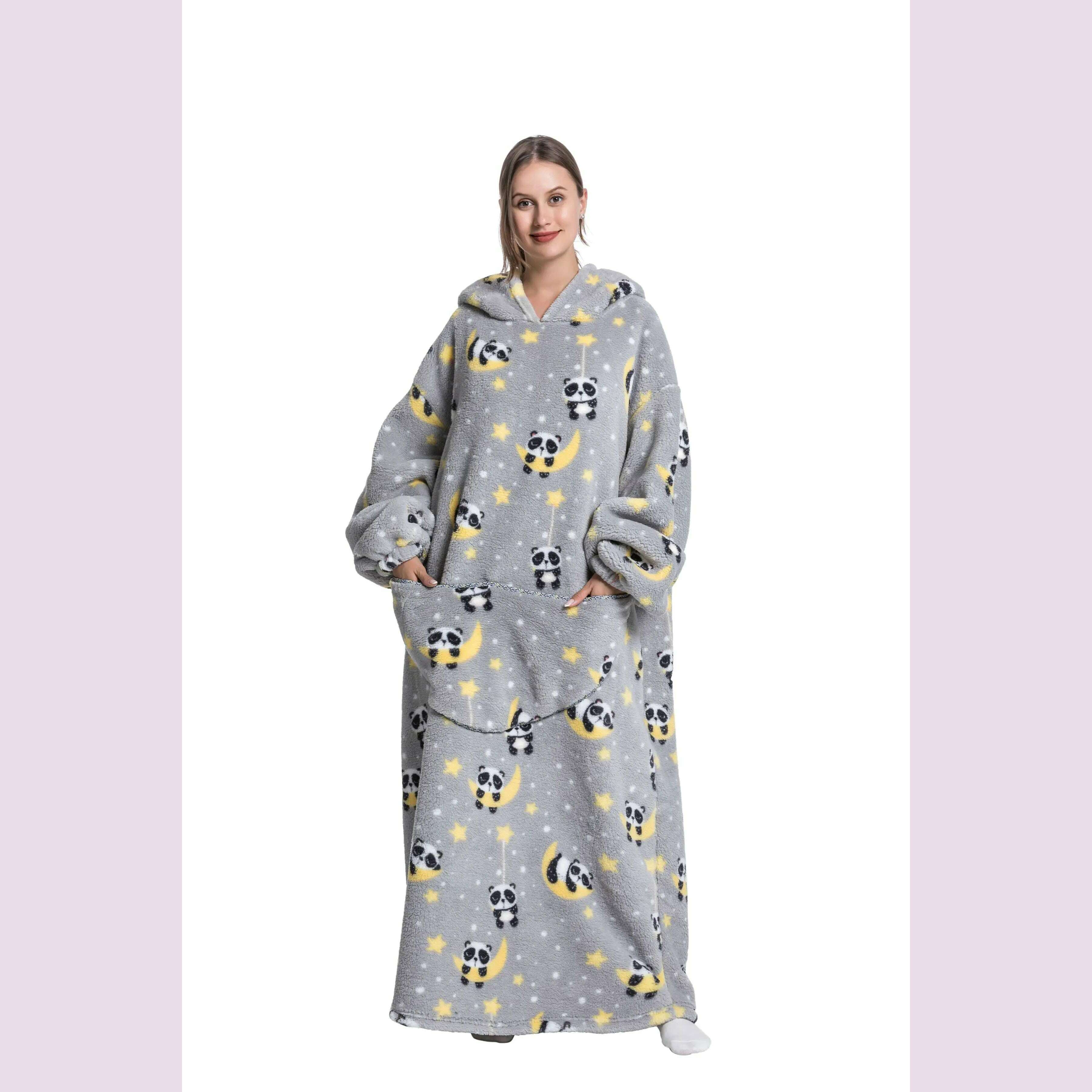 2023 New Oversized TV Wearable Blanket Extra Long Warm Plush Fleece Winter Sherp Hoodie Men Women Soft Sweatshirt Gifts - KIMLUD