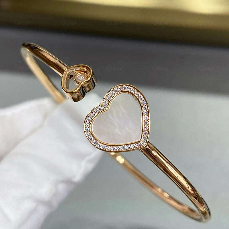 KIMLUD, 2023 New Rose Gold Red Agate White Fritillaria Heart shaped Bracelet for Women's Fashion Exquisite Luxury Jewelry Party Gift, QSZ-05, KIMLUD Womens Clothes