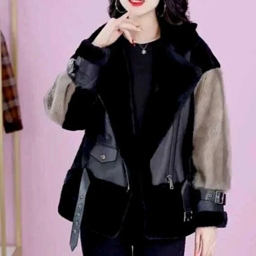KIMLUD, 2023 New Turn-down Collar Winter Jacket Women Faux Fur Coat Elegant Thick Warm Outerwear Street Wear Fake Fur Fashion T76, KIMLUD Womens Clothes