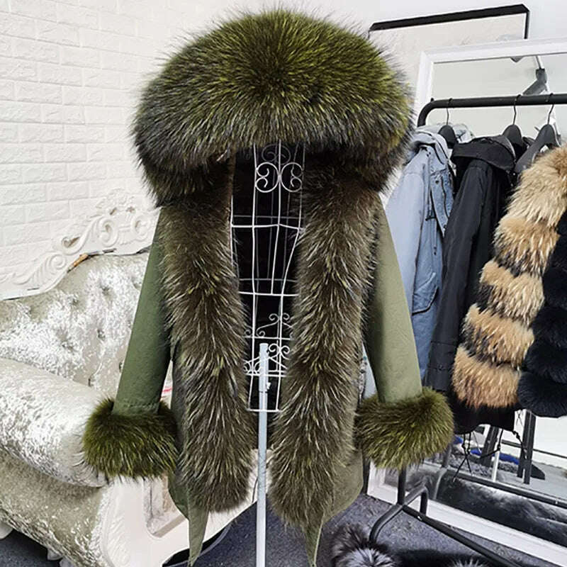 KIMLUD, 2023 New Winter warm Coat Natural Real Fox fur Jacket Hooded Black Woman Parkas Mulher Parkas Women's Jacket, 10 / S, KIMLUD Womens Clothes