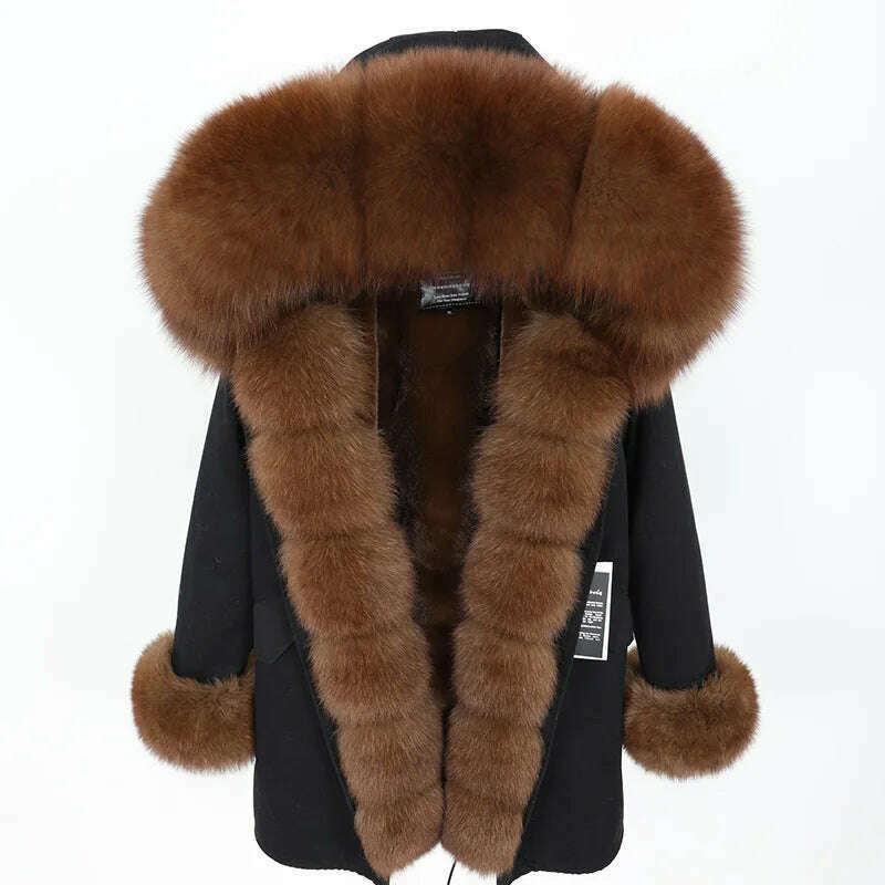 KIMLUD, 2023 New Winter warm Coat Natural Real Fox fur Jacket Hooded Black Woman Parkas Mulher Parkas Women's Jacket, 3 / S, KIMLUD Womens Clothes