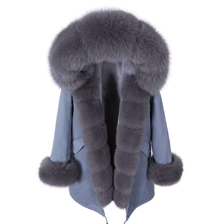KIMLUD, 2023 New Winter warm Coat Natural Real Fox fur Jacket Hooded Black Woman Parkas Mulher Parkas Women's Jacket, 26 / S, KIMLUD Womens Clothes