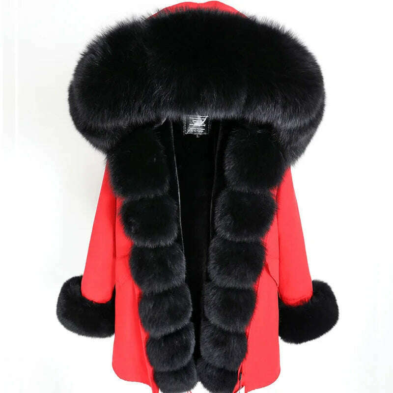 KIMLUD, 2023 New Winter warm Coat Natural Real Fox fur Jacket Hooded Black Woman Parkas Mulher Parkas Women's Jacket, KIMLUD Womens Clothes