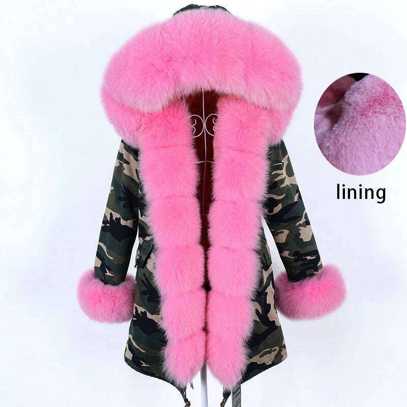 KIMLUD, 2023 New Winter warm Coat Natural Real Fox fur Jacket Hooded Black Woman Parkas Mulher Parkas Women's Jacket, KIMLUD Womens Clothes