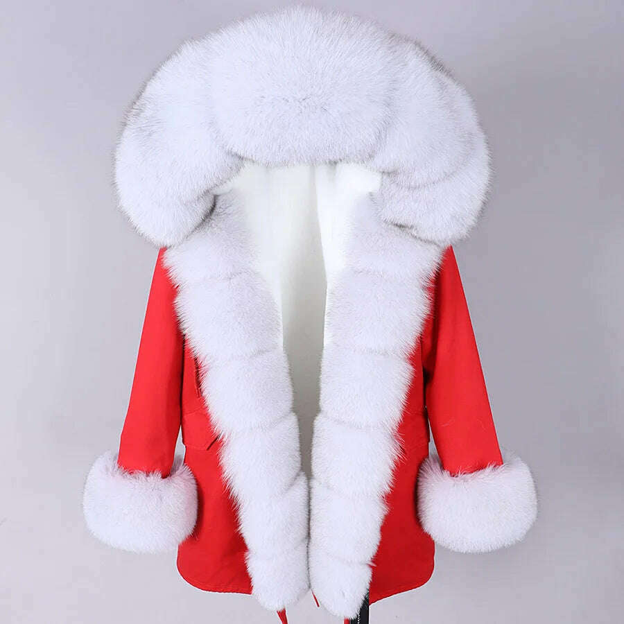 KIMLUD, 2023 New Winter warm Coat Natural Real Fox fur Jacket Hooded Black Woman Parkas Mulher Parkas Women's Jacket, KIMLUD Womens Clothes