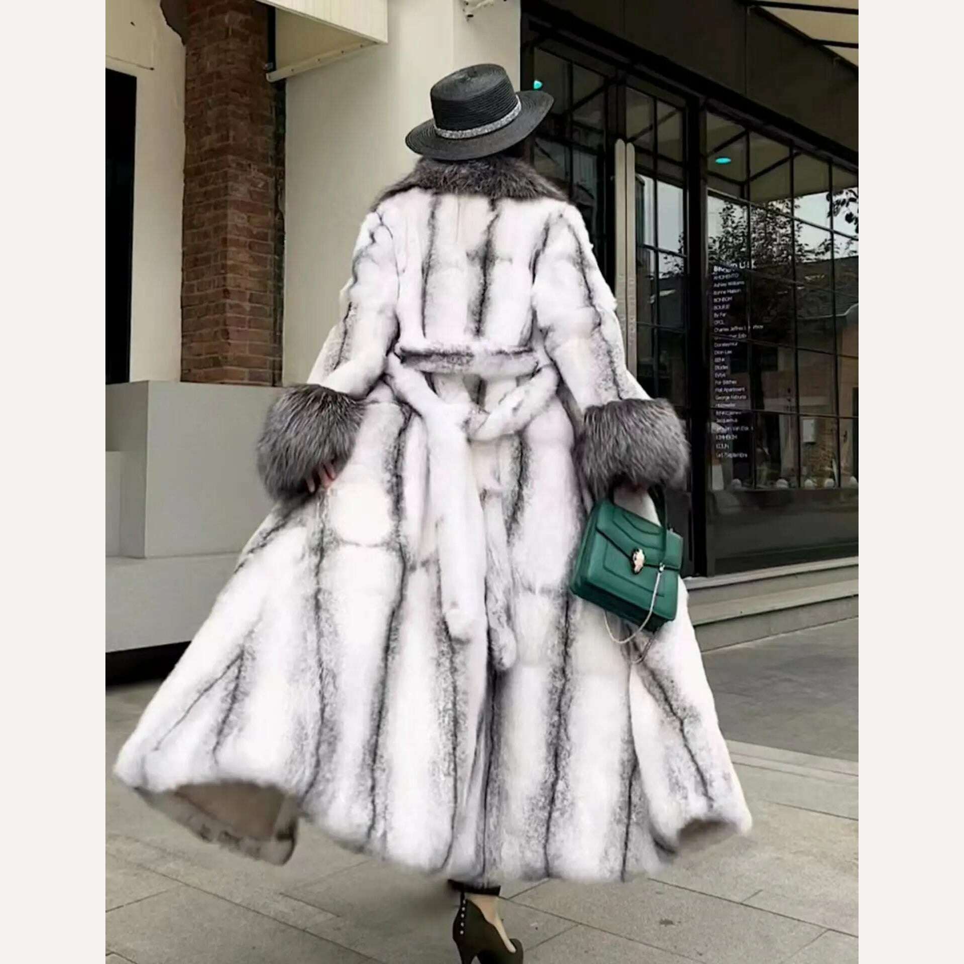 KIMLUD, 2023 New Winter Women Natural Fox Fur Collar Real Rabbit Fur Coat Soft Warm Thick Fur Jacket Lady's Fashion Streetwear, KIMLUD Womens Clothes