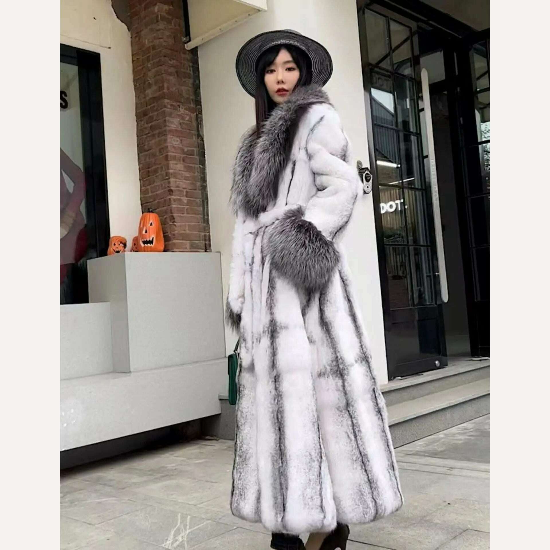 KIMLUD, 2023 New Winter Women Natural Fox Fur Collar Real Rabbit Fur Coat Soft Warm Thick Fur Jacket Lady's Fashion Streetwear, KIMLUD Womens Clothes
