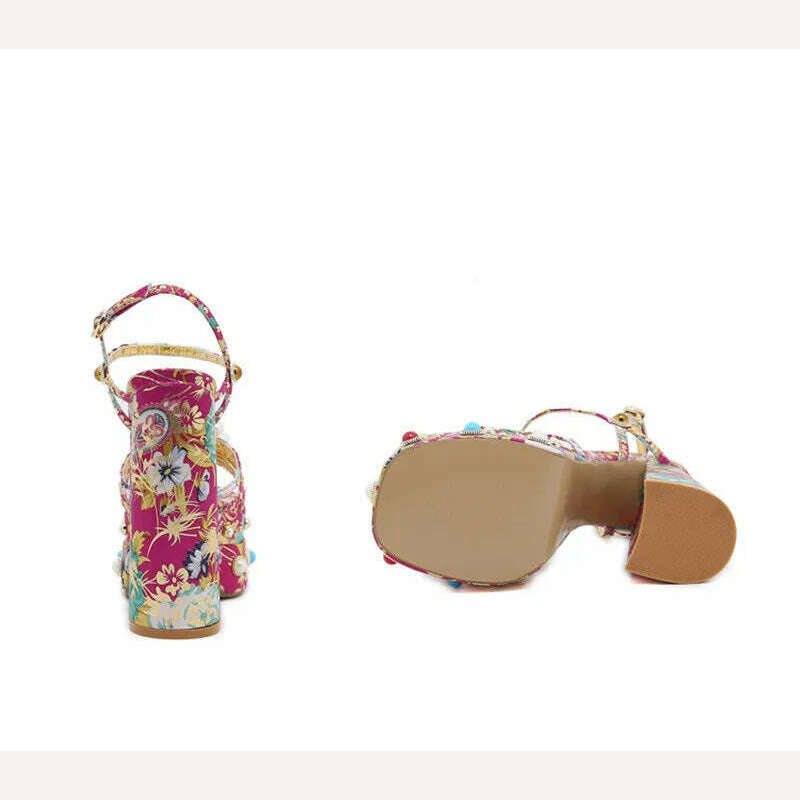 KIMLUD, 2023 New Women Pumps High Heels Thick Platform Banquet Female Sandals Satin Big Size Fashion Runway Colorful Sexy Ladies Shoes, KIMLUD Womens Clothes