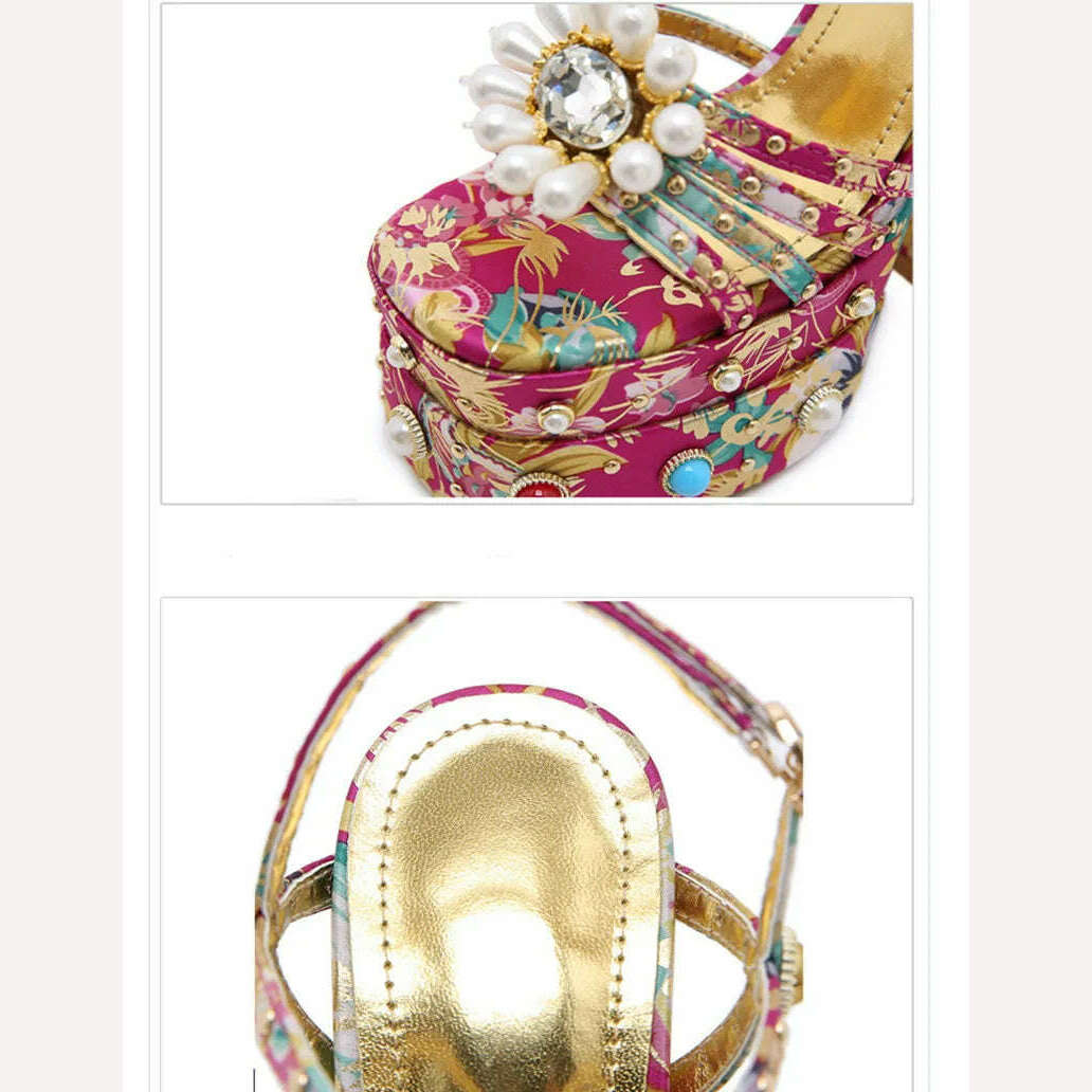 KIMLUD, 2023 New Women Pumps High Heels Thick Platform Banquet Female Sandals Satin Big Size Fashion Runway Colorful Sexy Ladies Shoes, KIMLUD Womens Clothes