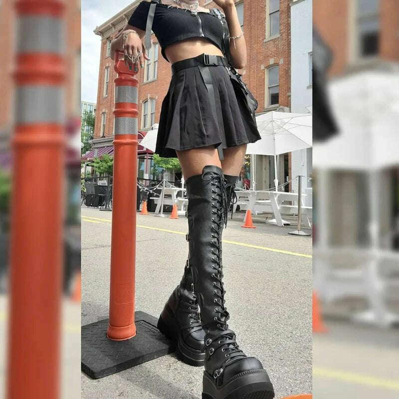 KIMLUD, 2023 New Women's Shoes Fashion Women Thigh Boot Wedges High Heels Platform Over The Knee Boots Female Street Cosplay Autumn Shoe, KIMLUD Womens Clothes