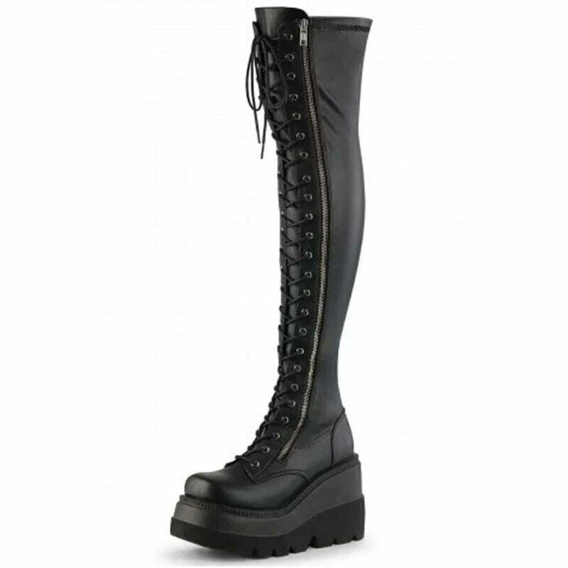 KIMLUD, 2023 New Women's Shoes Fashion Women Thigh Boot Wedges High Heels Platform Over The Knee Boots Female Street Cosplay Autumn Shoe, KIMLUD Womens Clothes