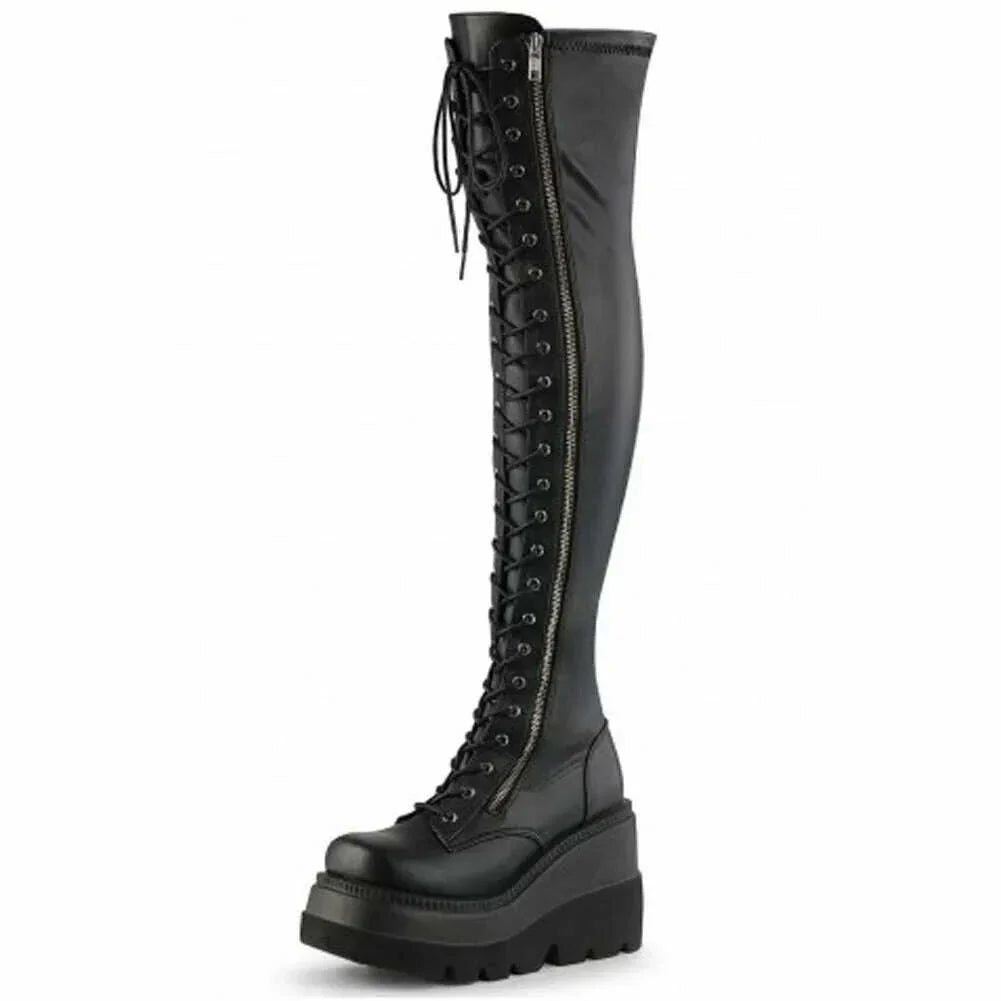 KIMLUD, 2023 New Women's Shoes Fashion Women Thigh Boot Wedges High Heels Platform Over The Knee Boots Female Street Cosplay Autumn Shoe, KIMLUD Womens Clothes