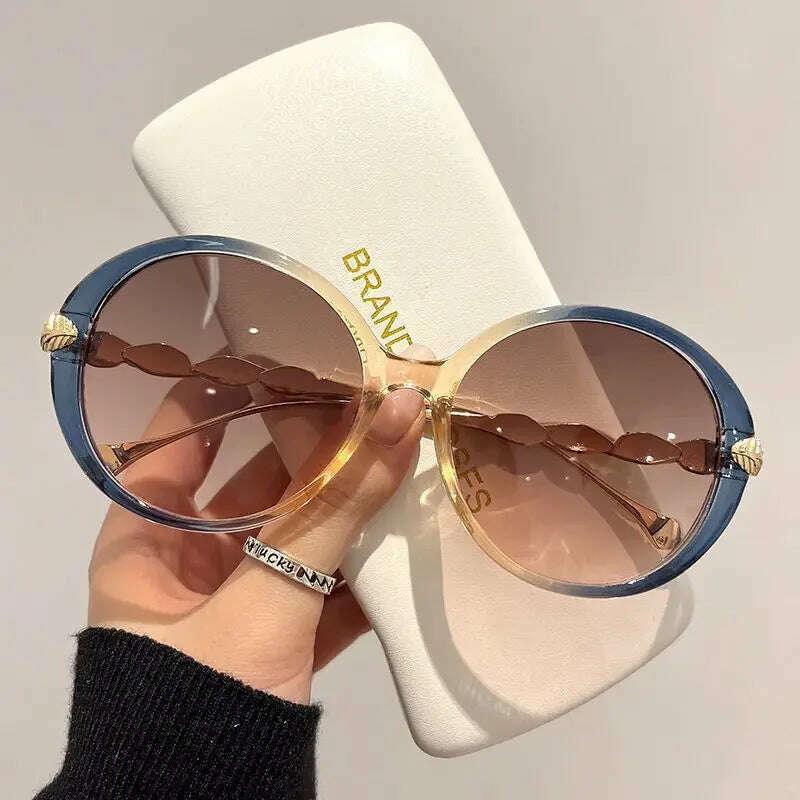 KIMLUD, 2023 Plastic Classic Vintage Sunglasses Woman Oversized Round Frame Female Glasses Big Shades Oculos New, KIMLUD Womens Clothes