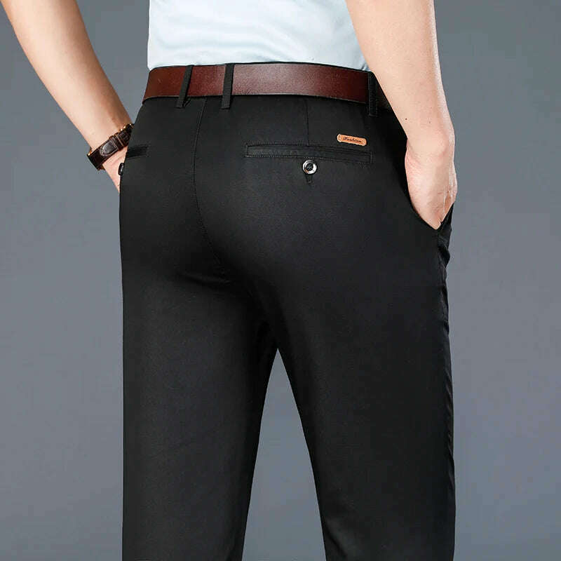 KIMLUD, 2023 Spring and Summer New Men's Khaki Thin Casual Pants Business Fashion Solid Color Stretch Straight-leg Trousers Male Brand, KIMLUD Womens Clothes