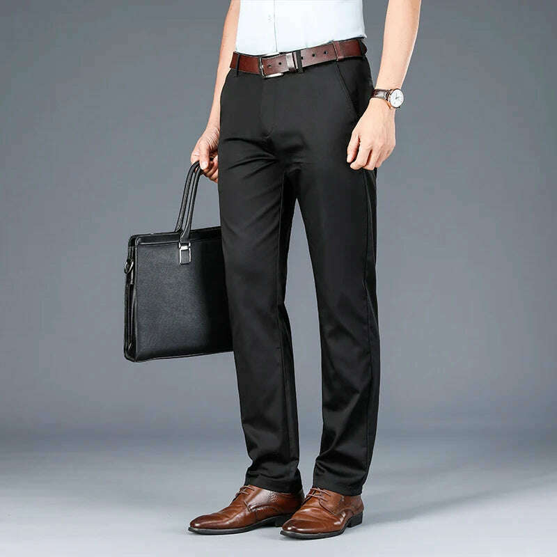 KIMLUD, 2023 Spring and Summer New Men's Khaki Thin Casual Pants Business Fashion Solid Color Stretch Straight-leg Trousers Male Brand, KIMLUD Womens Clothes