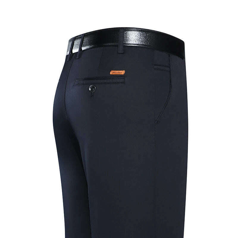 KIMLUD, 2023 Spring and Summer New Men's Khaki Thin Casual Pants Business Fashion Solid Color Stretch Straight-leg Trousers Male Brand, Navy Blue / 28, KIMLUD Womens Clothes