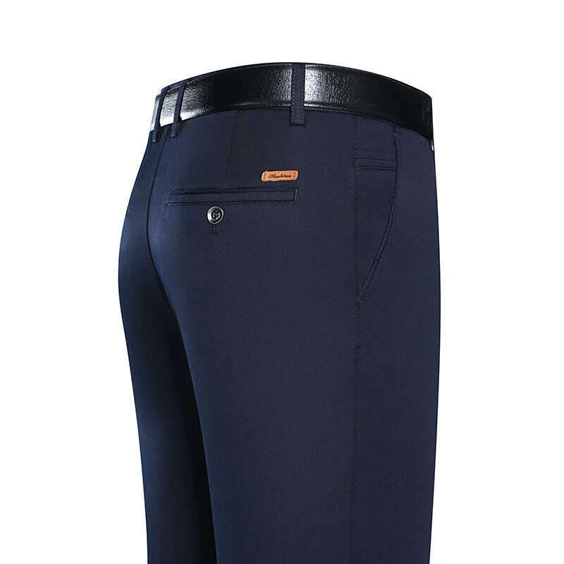 KIMLUD, 2023 Spring and Summer New Men's Khaki Thin Casual Pants Business Fashion Solid Color Stretch Straight-leg Trousers Male Brand, Royal blue / 28, KIMLUD Womens Clothes