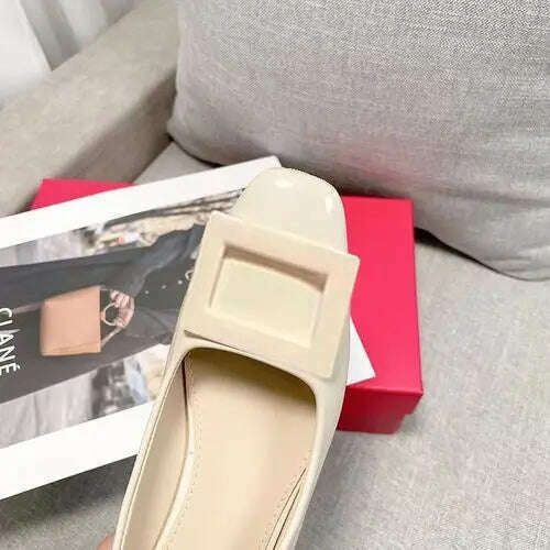 KIMLUD, 2023 Spring Autumn French Classic Square Button Round Head High Heels Fashion Shallow Mouth Versatile Flat Bottom Women's Shoes, KIMLUD Womens ClothesKIMLUD, 2023 Spring Autumn French Classic Square Button Round Head High Heels Fashion Shallow Mouth Versatile Flat Bottom Women's Shoes, 7 / 36, KIMLUD APPAREL - Womens Clothes