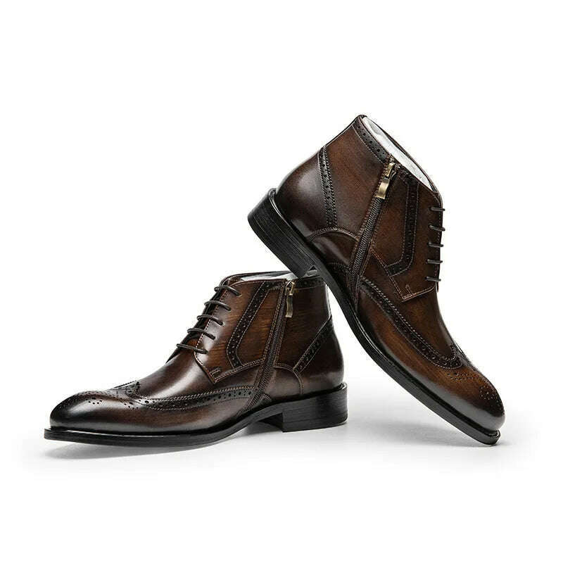 KIMLUD, 2023 Summer Men Chelsea Boots Luxury Genuine Leather Autumn Brand New Style Ankle Brogues Business Work Dress Shoes for Male, B / 37, KIMLUD Womens Clothes