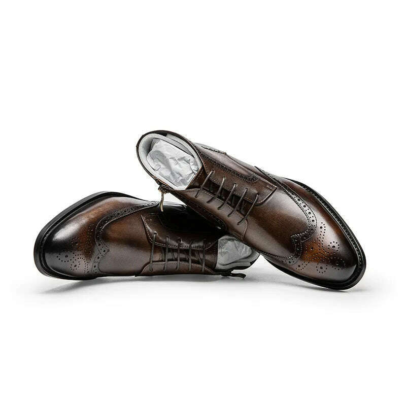 KIMLUD, 2023 Summer Men Chelsea Boots Luxury Genuine Leather Autumn Brand New Style Ankle Brogues Business Work Dress Shoes for Male, KIMLUD Womens Clothes