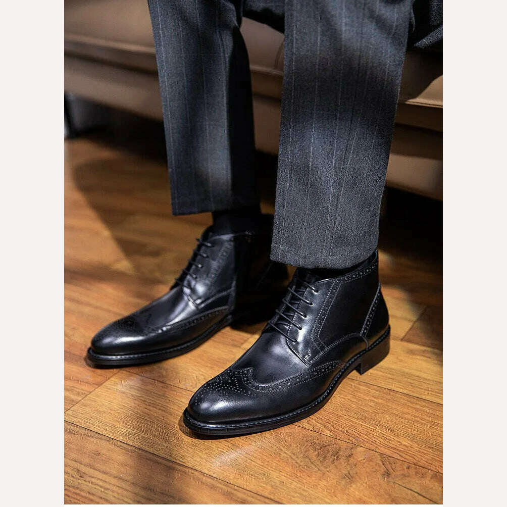 KIMLUD, 2023 Summer Men Chelsea Boots Luxury Genuine Leather Autumn Brand New Style Ankle Brogues Business Work Dress Shoes for Male, KIMLUD Womens Clothes