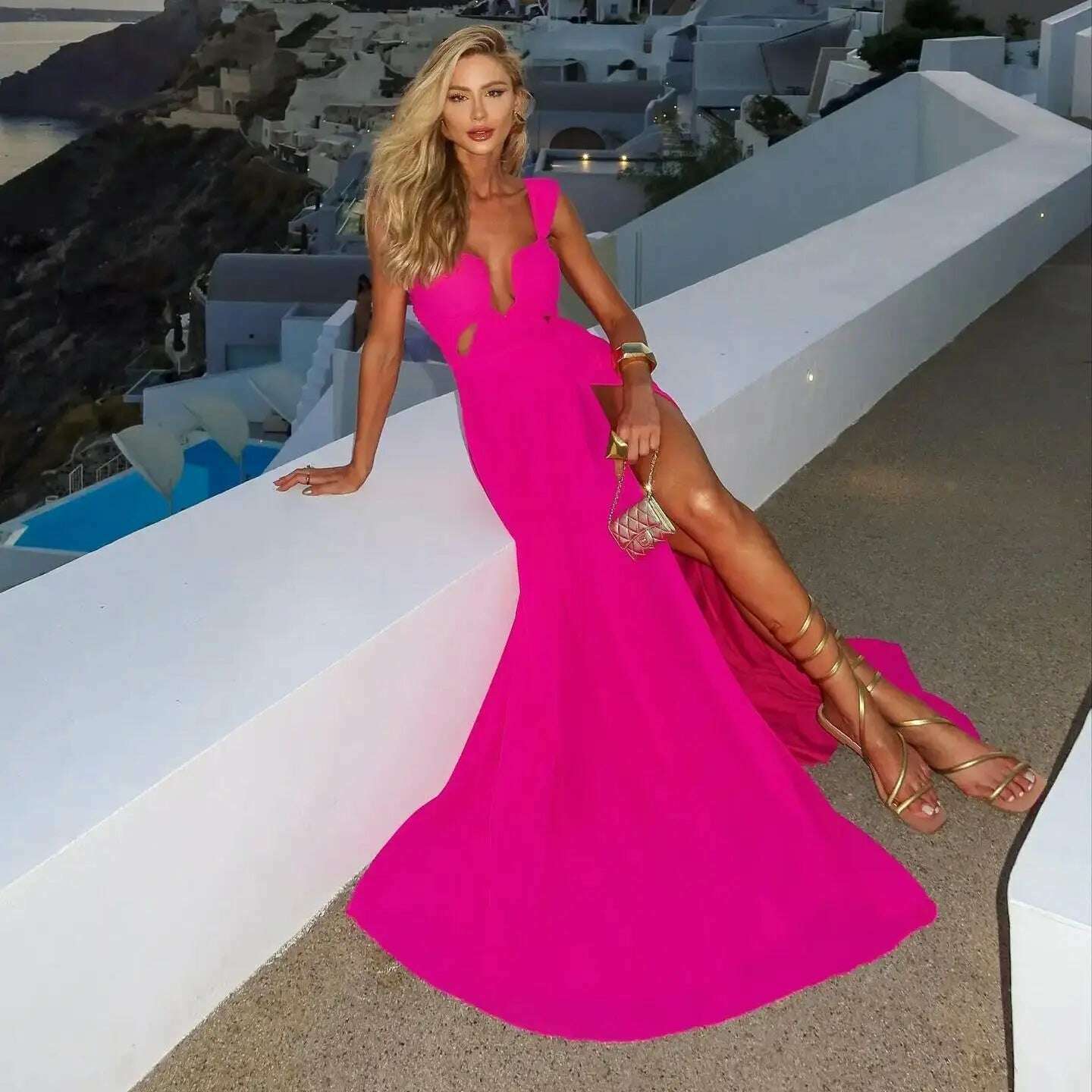 2023 Summer New Fashion Women Dresses Elegant Party Female Evening Dress Sexy Women's Clothing Chic Robes - KIMLUD