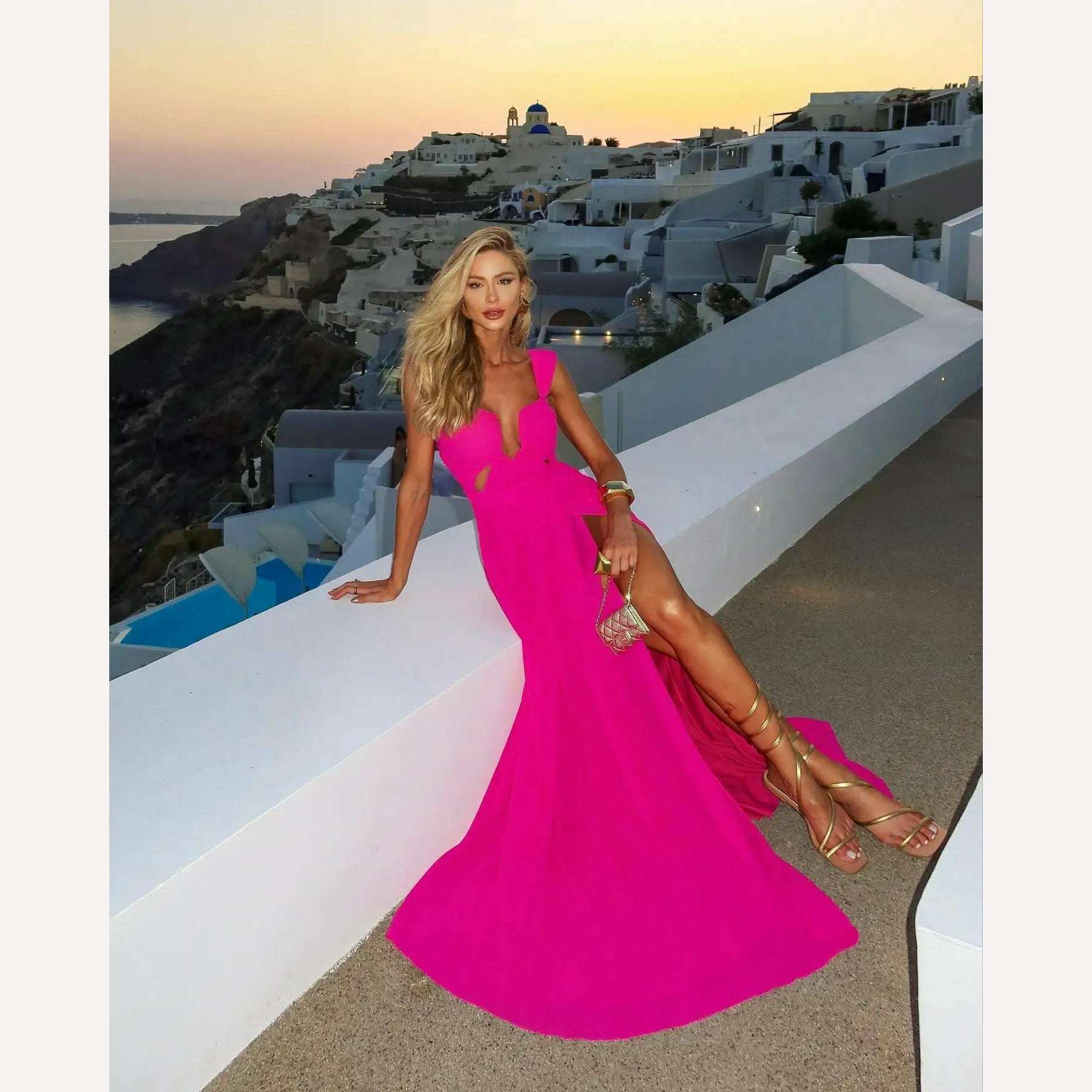 2023 Summer New Fashion Women Dresses Elegant Party Female Evening Dress Sexy Women's Clothing Chic Robes - KIMLUD