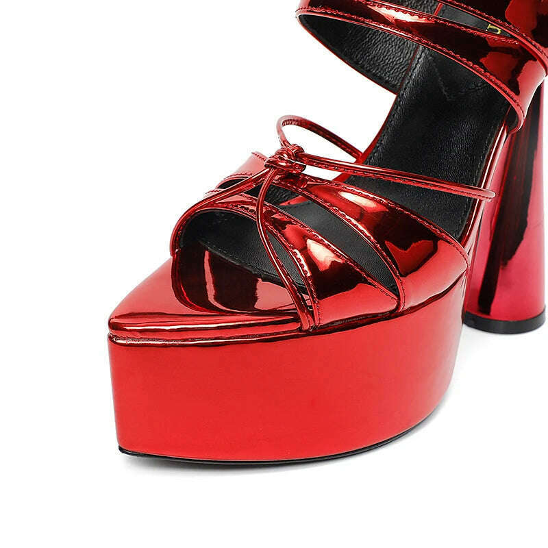 KIMLUD, 2023 Summer New High Heel 14CM Thick Sole Brand Women's Sandals Sexy Party Wedding High Heel Pointed Open Toe Prom Shoes 34-43, KIMLUD Womens Clothes