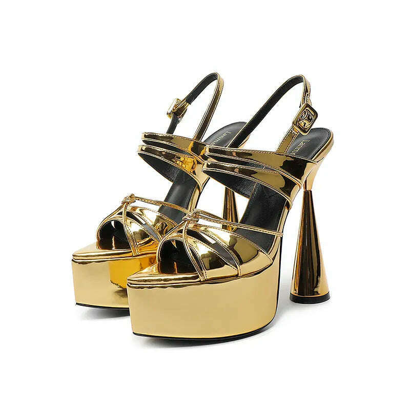 KIMLUD, 2023 Summer New High Heel 14CM Thick Sole Brand Women's Sandals Sexy Party Wedding High Heel Pointed Open Toe Prom Shoes 34-43, KIMLUD Womens Clothes