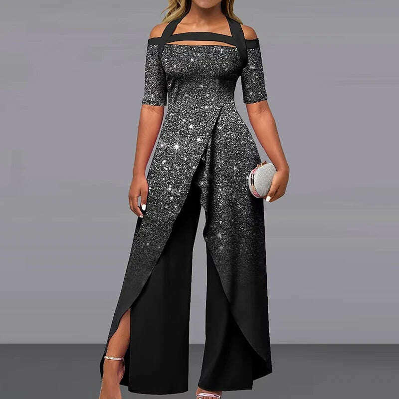 KIMLUD, 2023 Wide Leg Pants Printing Playsuits Women Summer Half Sleeve Fashion Loungewear Jumpsuits Patchwork Streetwear Dropshipping, 09 Print / S, KIMLUD Womens Clothes
