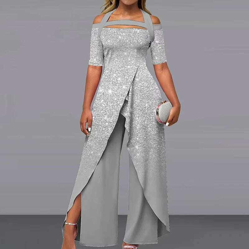 KIMLUD, 2023 Wide Leg Pants Printing Playsuits Women Summer Half Sleeve Fashion Loungewear Jumpsuits Patchwork Streetwear Dropshipping, 04 Print / S, KIMLUD Womens Clothes