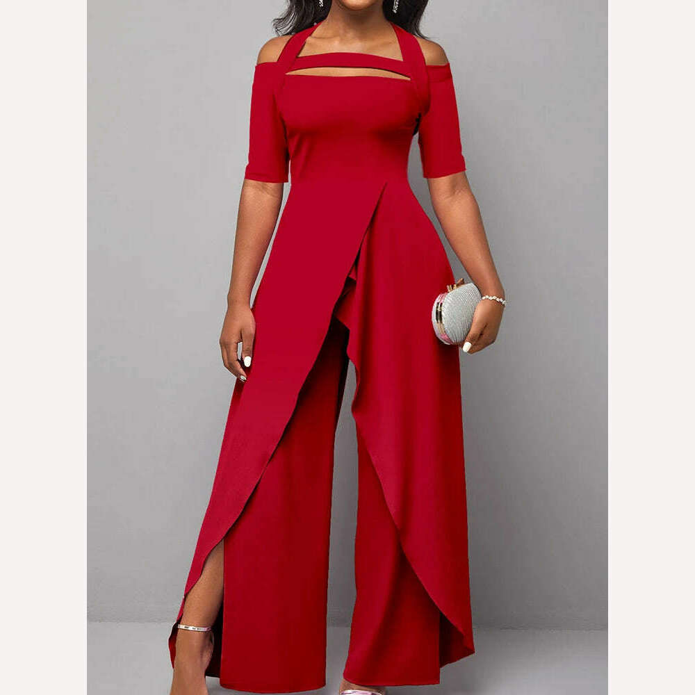 KIMLUD, 2023 Wide Leg Pants Printing Playsuits Women Summer Half Sleeve Fashion Loungewear Jumpsuits Patchwork Streetwear Dropshipping, KIMLUD Womens Clothes