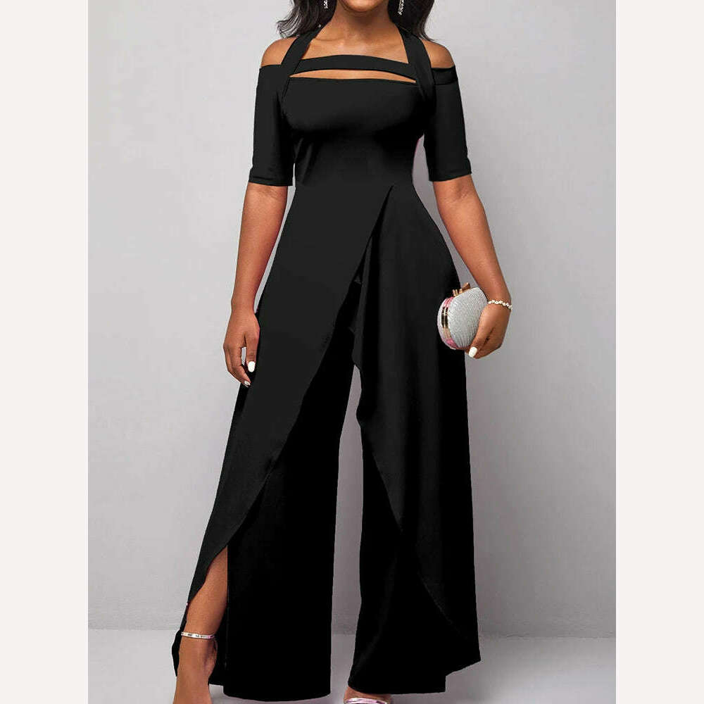 KIMLUD, 2023 Wide Leg Pants Printing Playsuits Women Summer Half Sleeve Fashion Loungewear Jumpsuits Patchwork Streetwear Dropshipping, KIMLUD Womens Clothes