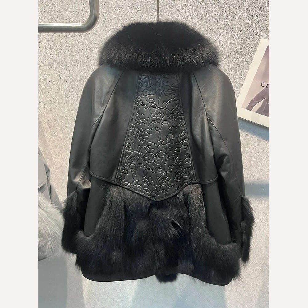 KIMLUD, 2023 Winter Women Real Natural Fox Fur Coat Geniune Sheepskin Leather Goose Down Jacket Luxury Thick Warm Female Coat Outwear, KIMLUD Womens Clothes