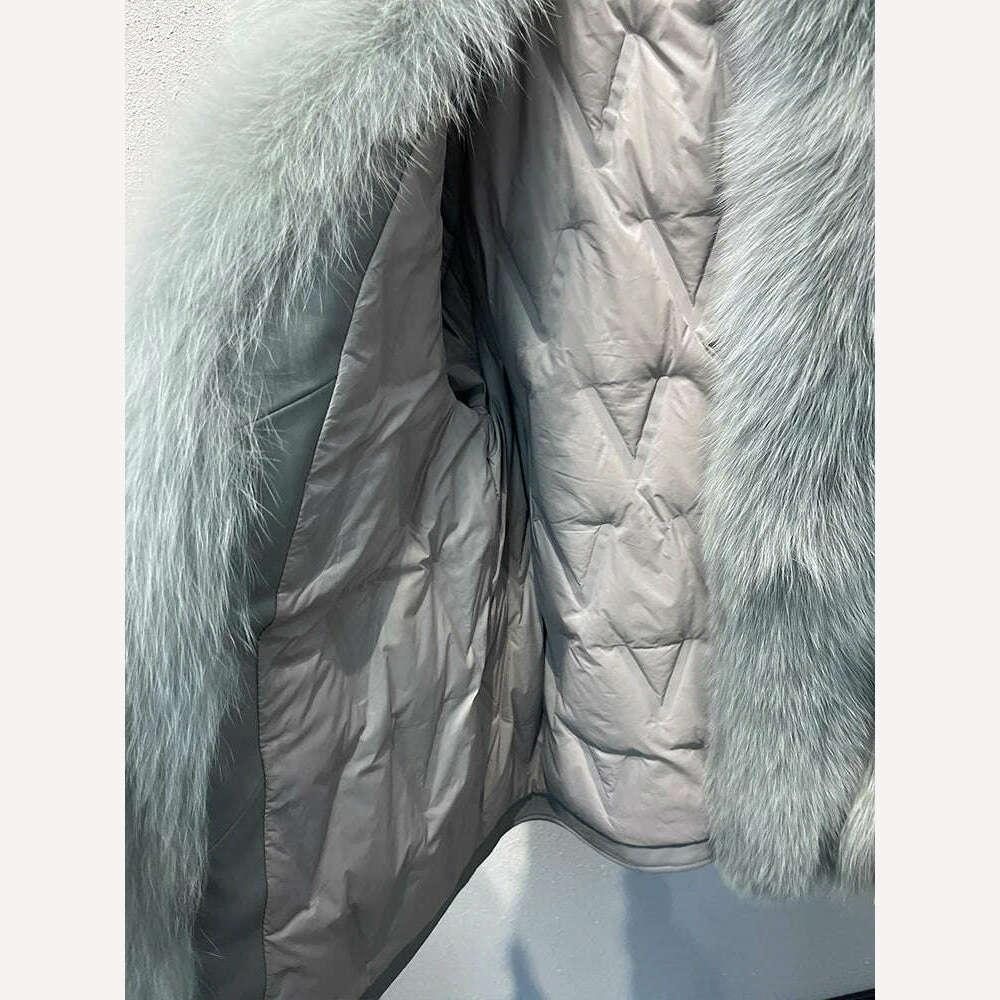 KIMLUD, 2023 Winter Women Real Natural Fox Fur Coat Geniune Sheepskin Leather Goose Down Jacket Luxury Thick Warm Female Coat Outwear, KIMLUD Womens Clothes